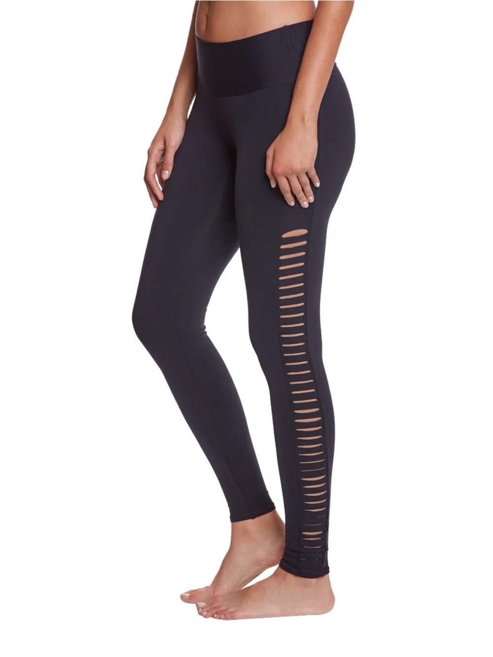 Mika Yoga Wear Black High-Waist Slashed Side Leggings